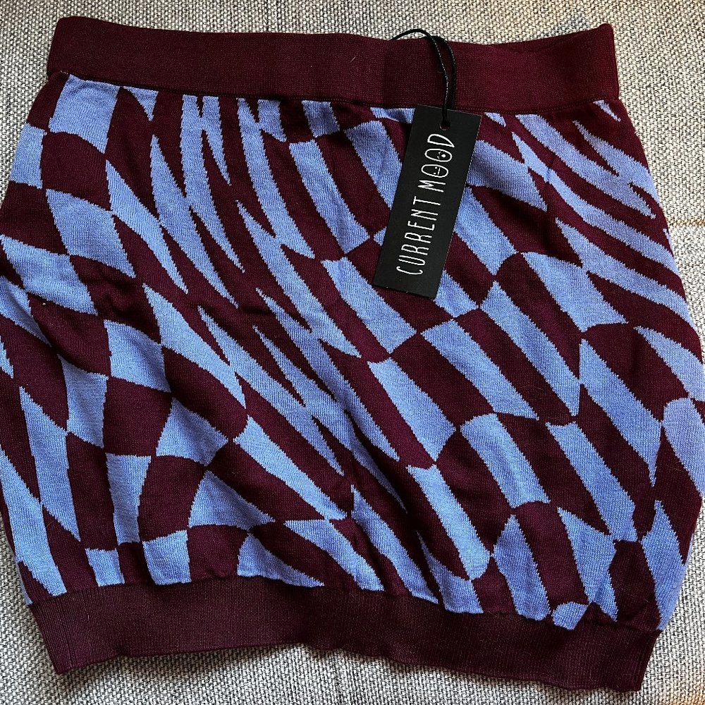 Current Mood Purple Checkered Skirt - Size Sm